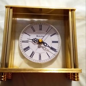 BULOVA DESK CLOCK  GOLD METAL DOBLE GLASS